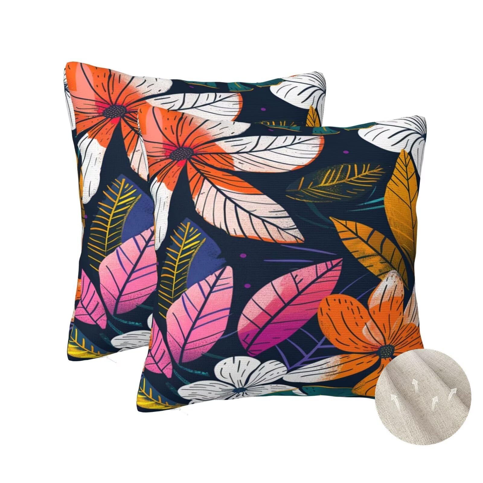 Taie oreiller carré 70x70 cm lot de 2 style plantes pour raviver un canapé terne ou usé