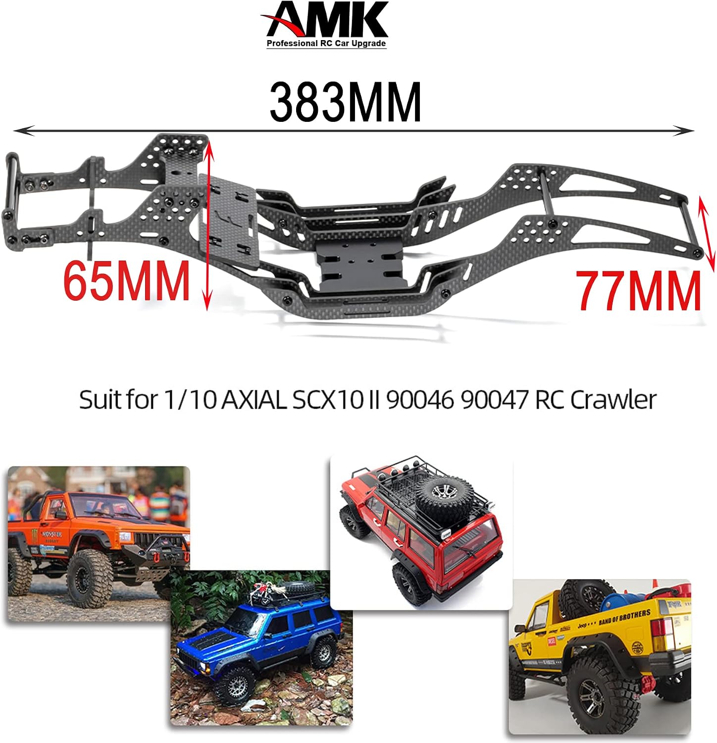 RC Chassis Kit Frame Girder LCG Carbon Fiber for 1/10 RC Rock Crawle, Gen3 Carbon Fiber LCG Chassis Rails Kit, Lightweight Thickened Cheater Rigs Frame Rails for 1/10 RC Rock Crawler Axial SCX10