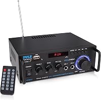 Pyle PDA29BU 200W Bluetooth Stereo Power Amplifier - Dual Channel Receiver w/ USB/SD/Mic/FM for Home Audio Systems