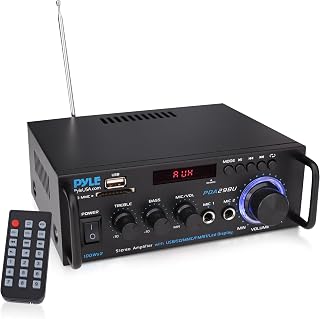 Pyle PDA29BU 200W Bluetooth Stereo Power Amplifier - Dual Channel Receiver w/ USB/SD/Mic/FM for Home Audio Systems