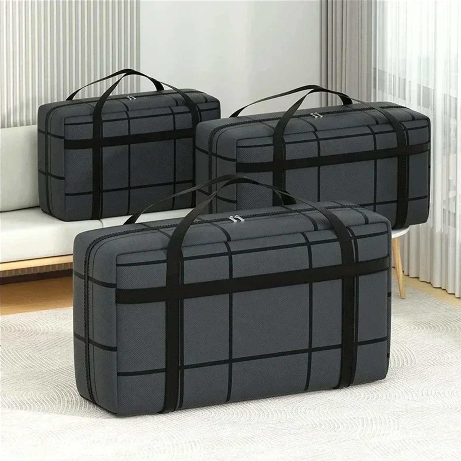 Bolsas Mudanza Bolsa de almacenamiento de ropa de mano de gran capacidad | Organizador de guardarropa de bolsas de embalaje de tela no tejida plegable a prueba de polvo(75x36x33-3PC)