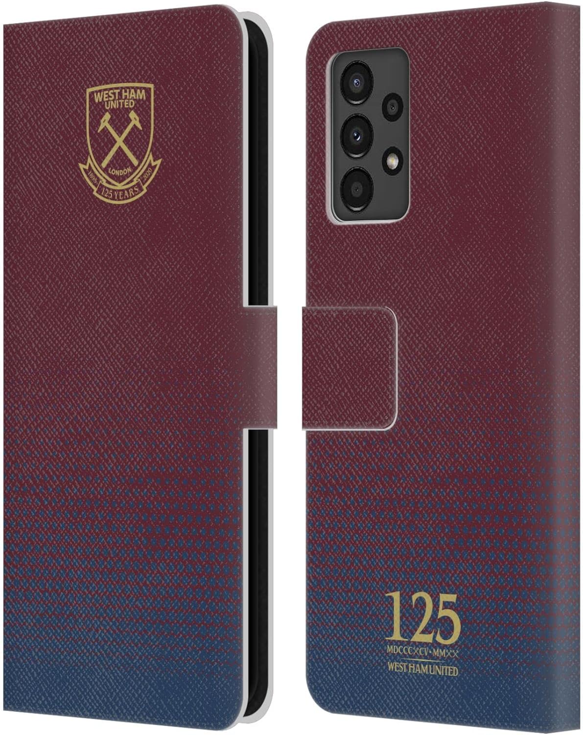 Head Case Designs Officially Licensed West Ham United FC Thames Iron Works FC 125 Year Anniversary Leather Wallet Case Compatible with Samsung Galaxy A13 (2022)