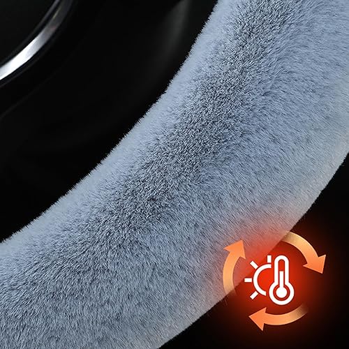 Miniatura 6 de Funda de felpa para volante, fundas antideslizantes para volante con agarre ergonómico, funda protectora para volante de automóvil, accesorios