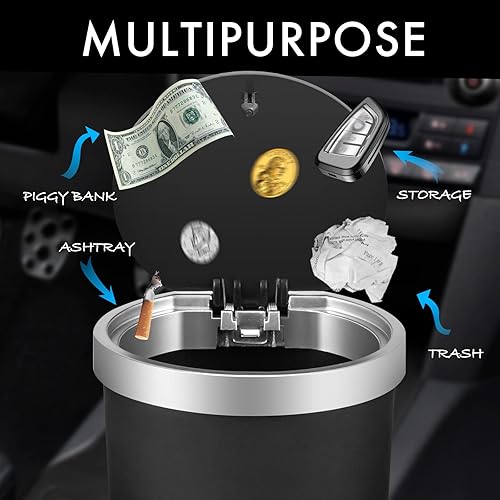 Miniatura 6 de Bote de basura para automóvil, 2 unidades, mini bote de basura para automóvil con tapa a presión para abrir, estético, a prueba de fugas, accesorios