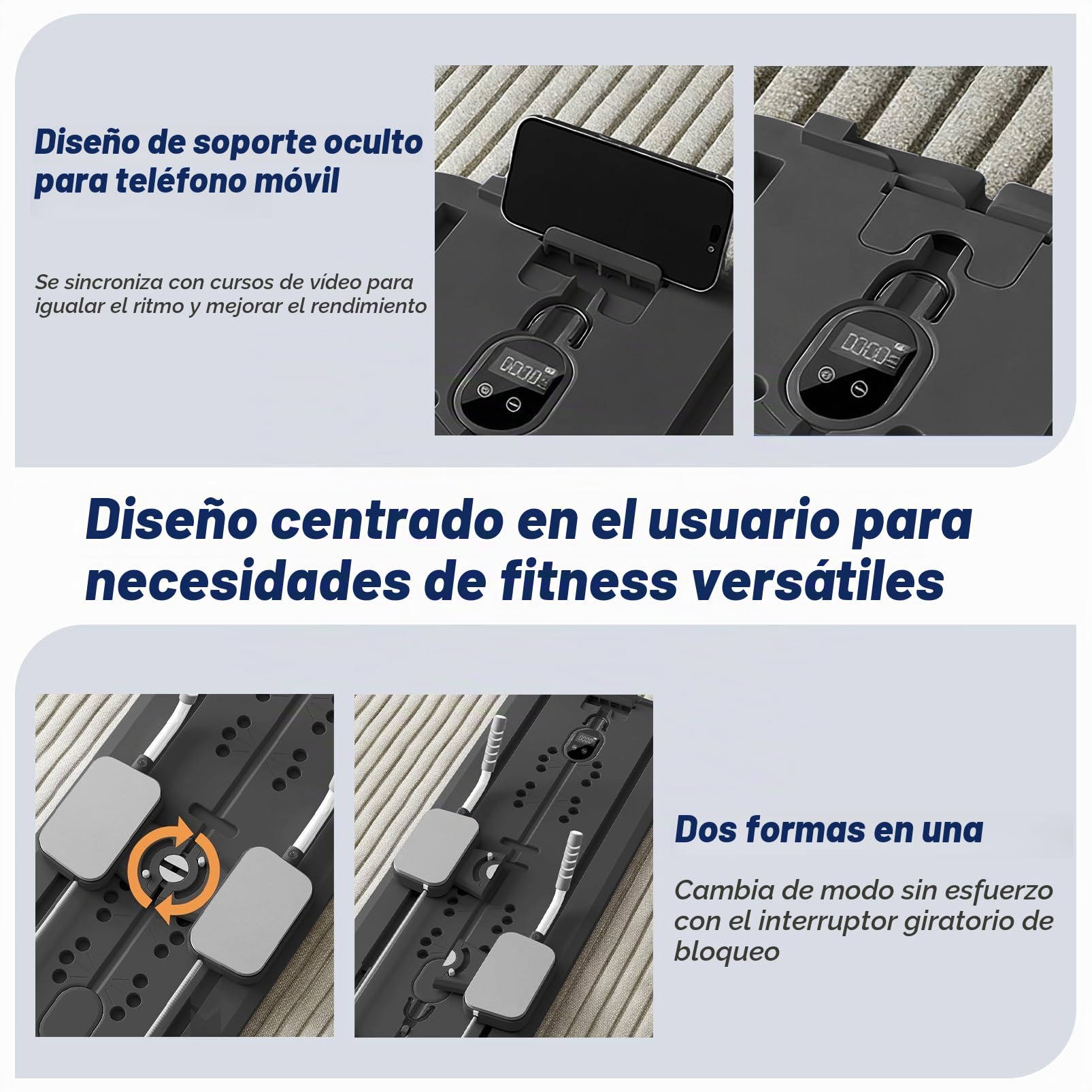 Tabla de Pilates en Casa,Pilates Reformer Multifuncional,Pilates Board | Maquina Abdominales Plegable,Cuerda de Tensión,Reformer Pilates Maquina con Push Up para Ejercicio en Casa