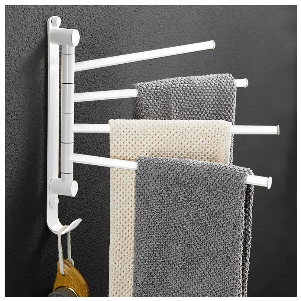 Dkrahrjj C Bathroom Towel Rail, Rotatable Towel Rack With 4 Bars, Towel Bar Wall Mounted Towel Holder For Storaof Washcloths/C/30 * 33Cm