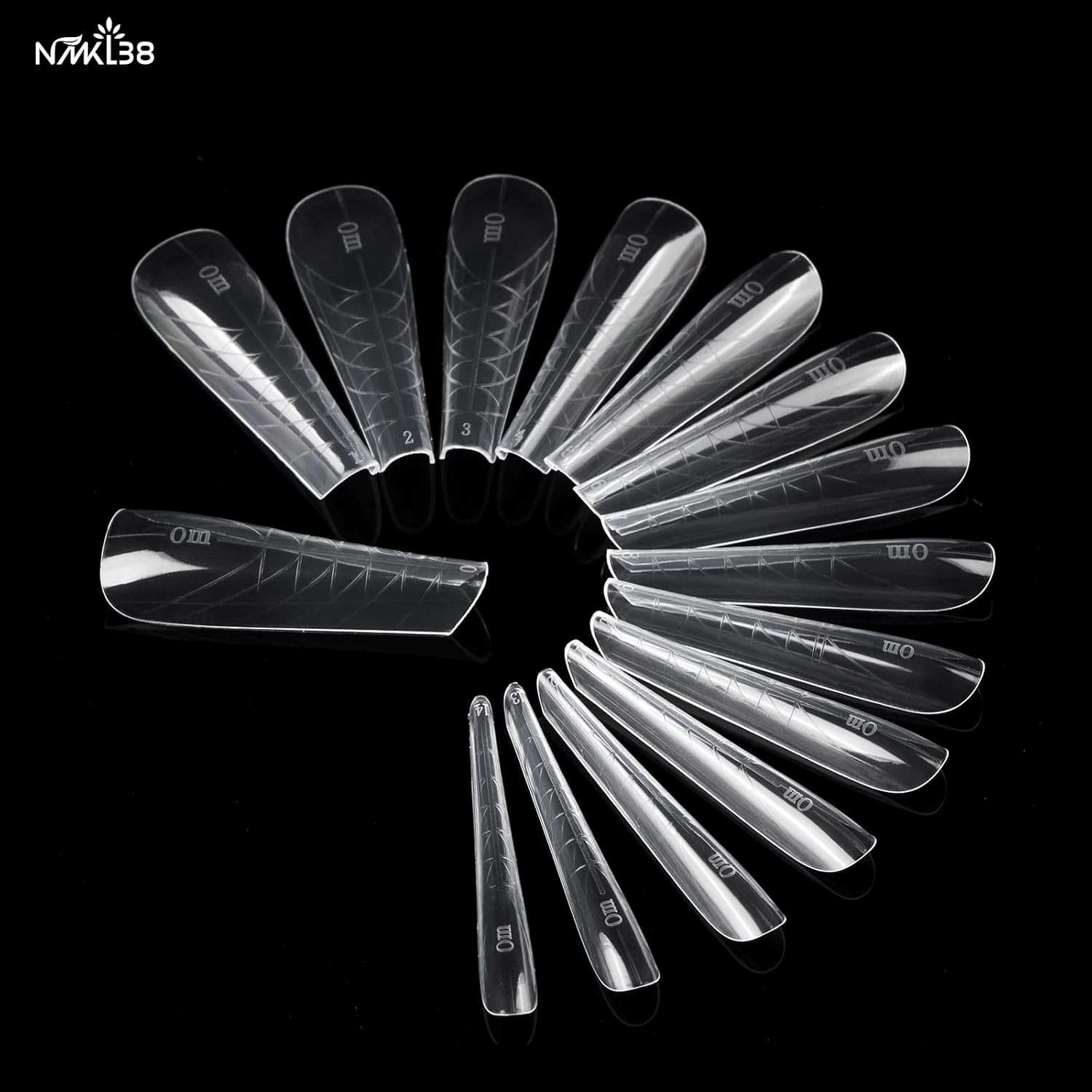 150PCS 15 Size Poly Extension Gel Dual Nail Form Coffin Nails Clear Ballerina Nail Tips Full Cover