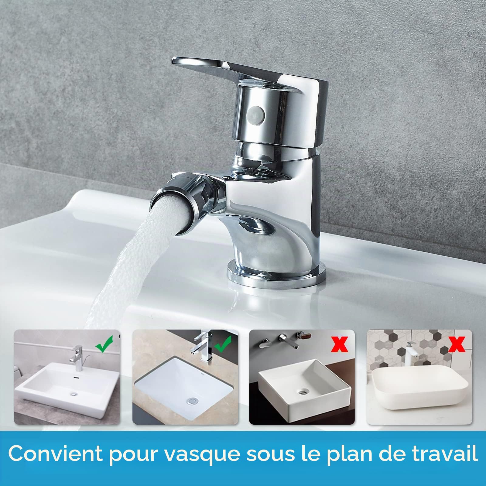Ibergrif Star mitigeur de bidet monocommande chromé argent | Robinet de salle de bains sans démarrage à froid