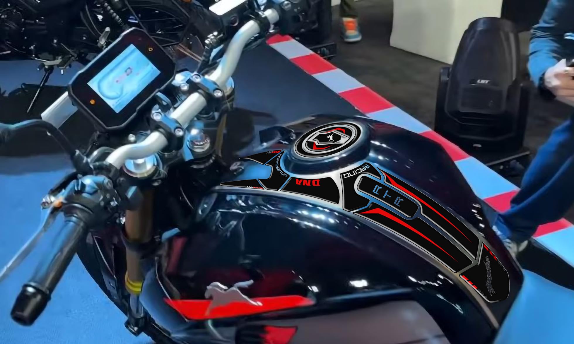 Bike Tank Pad Set for TVS Apache RTR 160 4V and RTR 200 4V, Black and Red Racing DNA Design-image-17