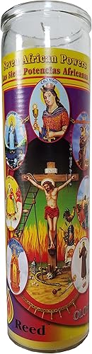 Staci19 Vela devocional del pilar amarillo de las Siete Potencias Africanas (Las Siete Potencias Africanas)