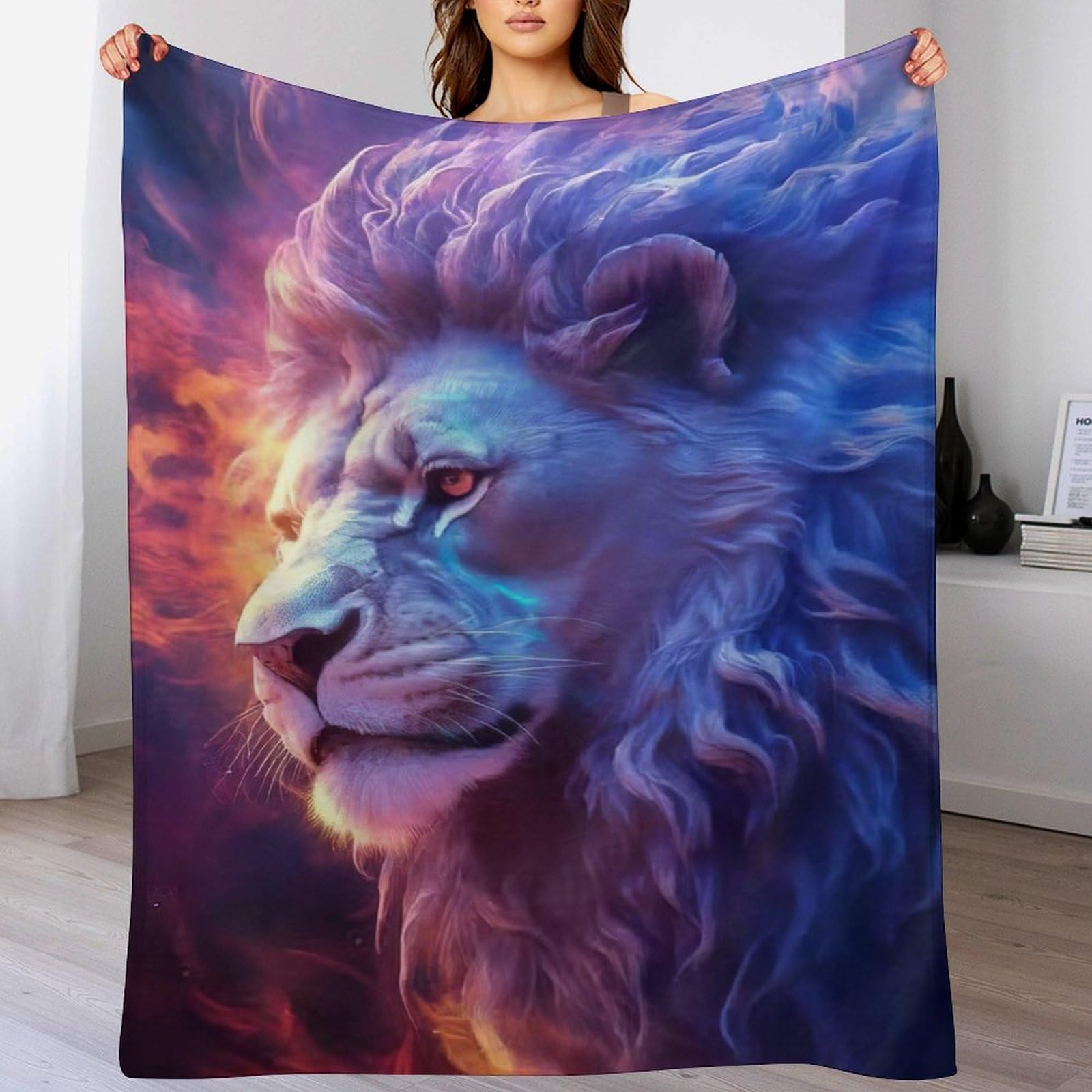 Couverture lion 3D douce et chaude pour vos soirées cocooning au salon