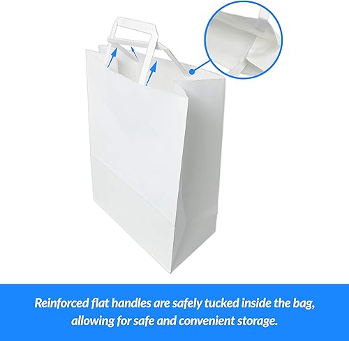 Miniatura 4 de Reli. Paquete de 110 bolsas de papel blanco con asas de 10 x 5 x 13 pulgadas, ideales para regalos, bolsas de compras, venta al por menor/mercancía,