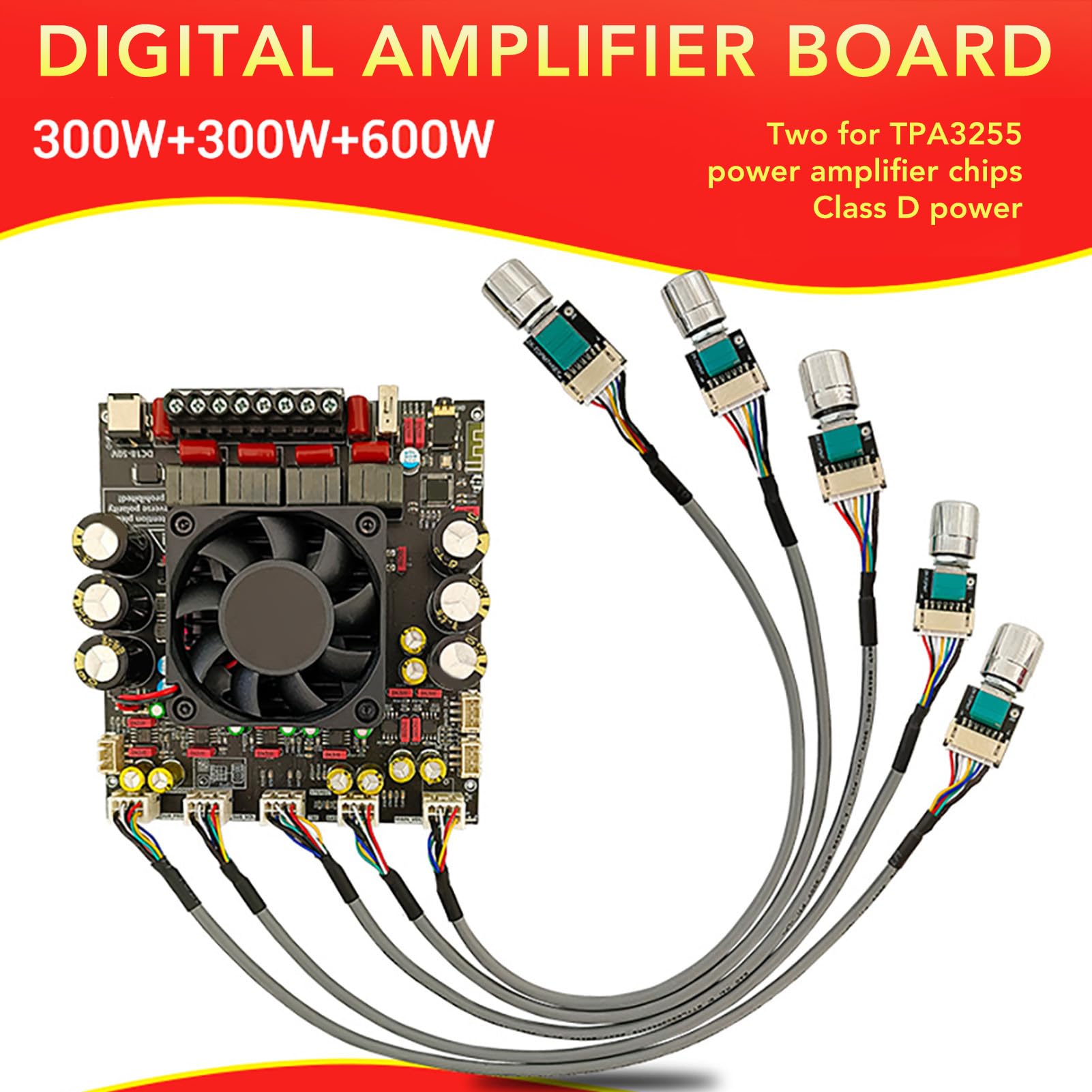 FTVOGUE Scheda Amplificatore Digitale, Materiale PCB, Audio Stereo 2x300 W con Guadagno Regolabile per Subwoofer, Ideale per l'home Theater e gli Appassionati di Musica