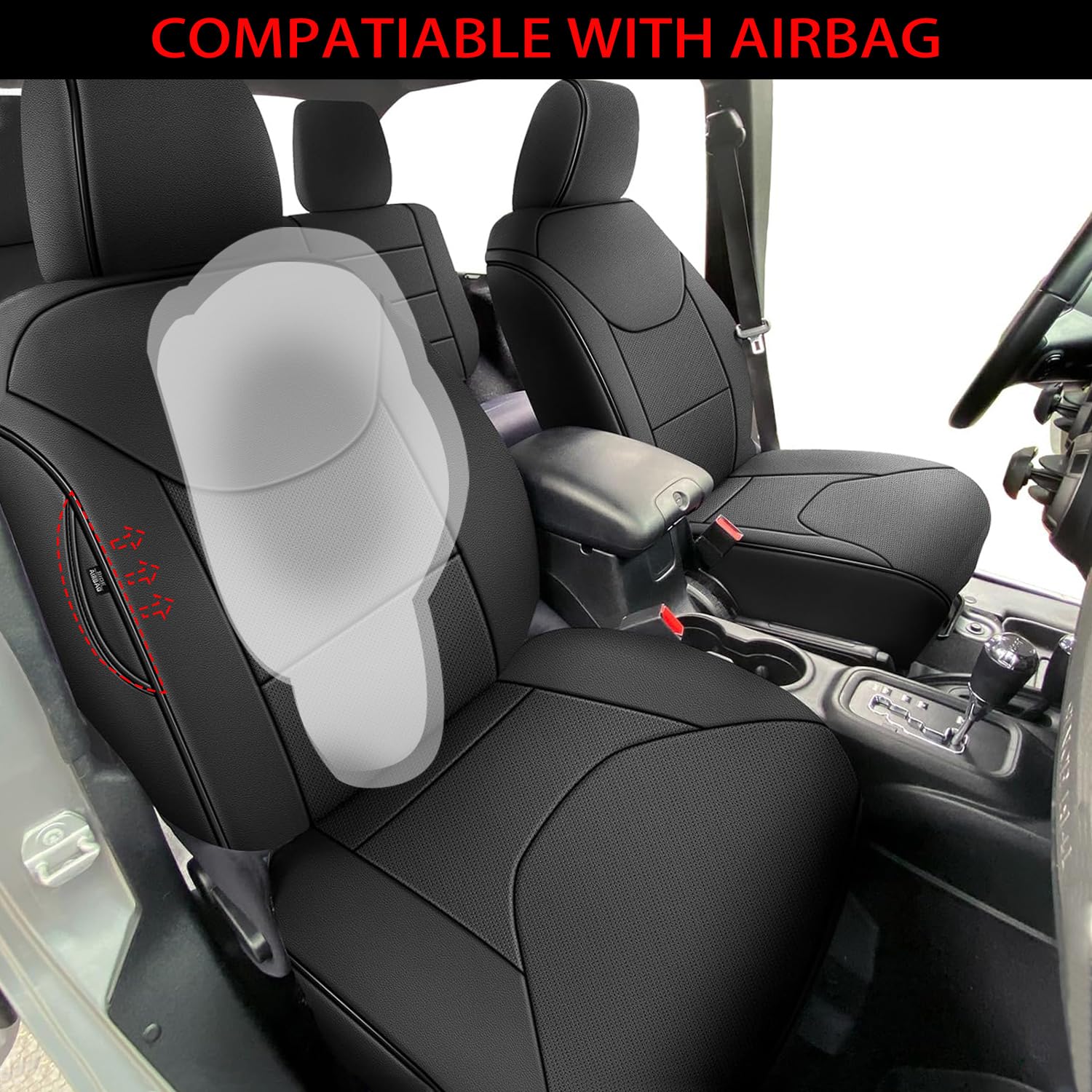 AOMSAZTO Housses de siège pour Jeep Wrangler 2 portes 2013-2018 – Ensemble complet de housses de siège avant et arrière