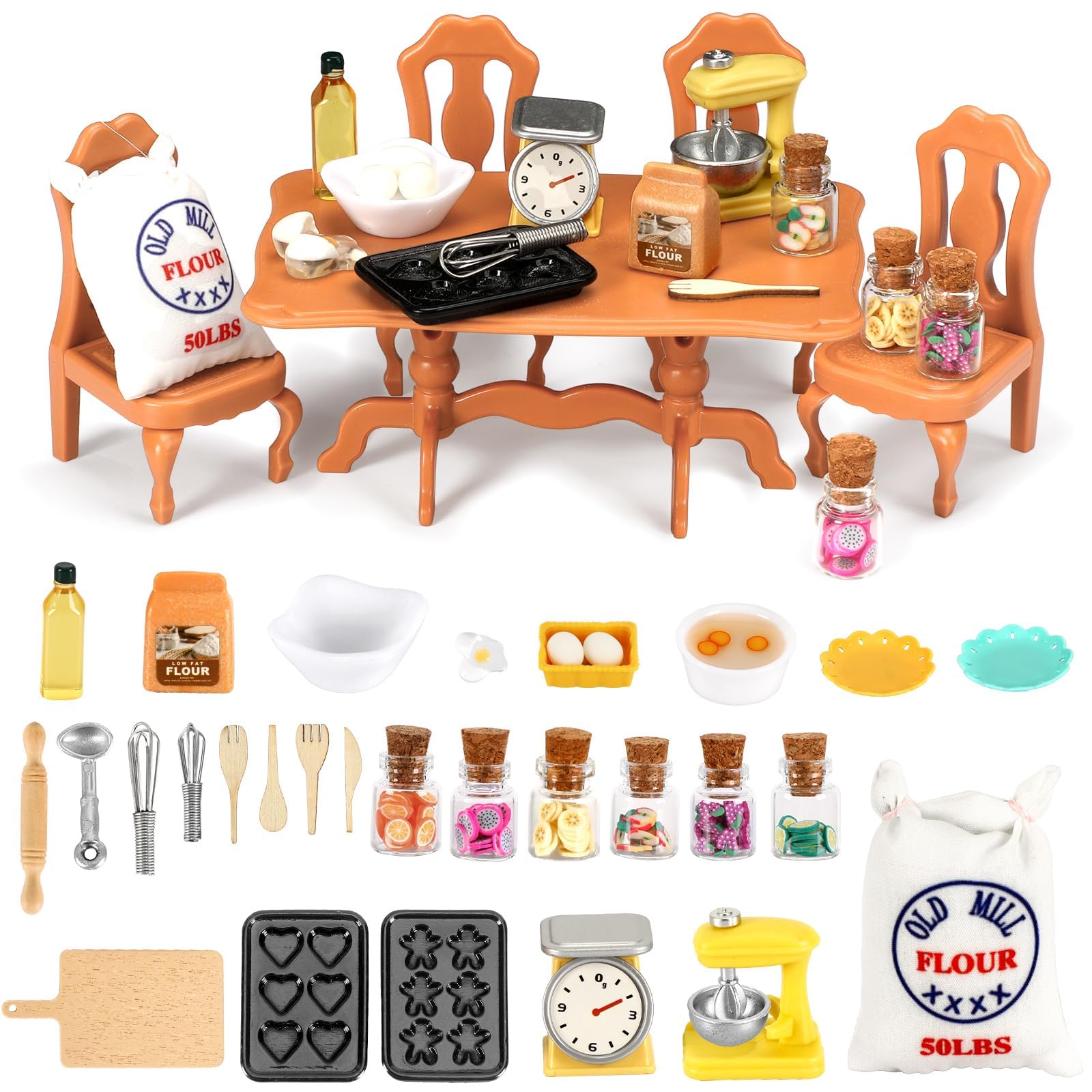 24 Stück Miniatur Wichtel Zubehör Set – Puppenhaus-Möbel Mit Tisch, Stühlen, Backzubehör Für Weihnachts-Deko