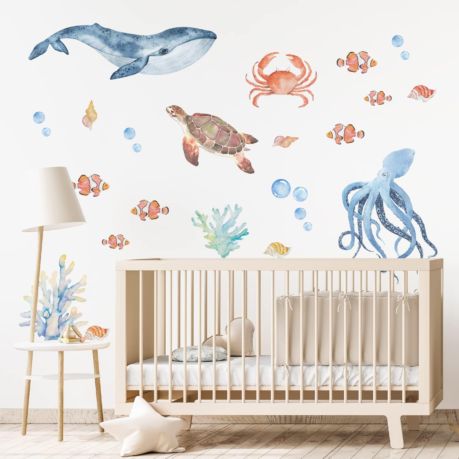 funlife Watercolor Wall Decals Peel and Stick, Ocean