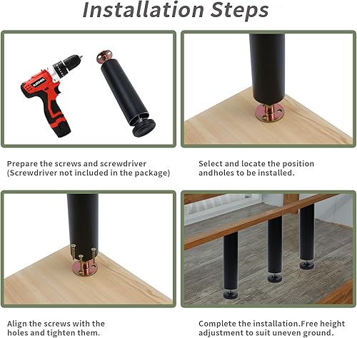Miniatura 5 de 4 patas de soporte ajustables para muebles, patas de gabinete de sofá de aleación de aluminio de 6 pulgadas, patas de repuesto con tornillo en la