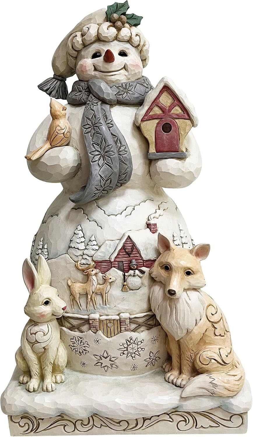 Enesco Jim Shore White Woodland Snowman Statue, 18.5in H