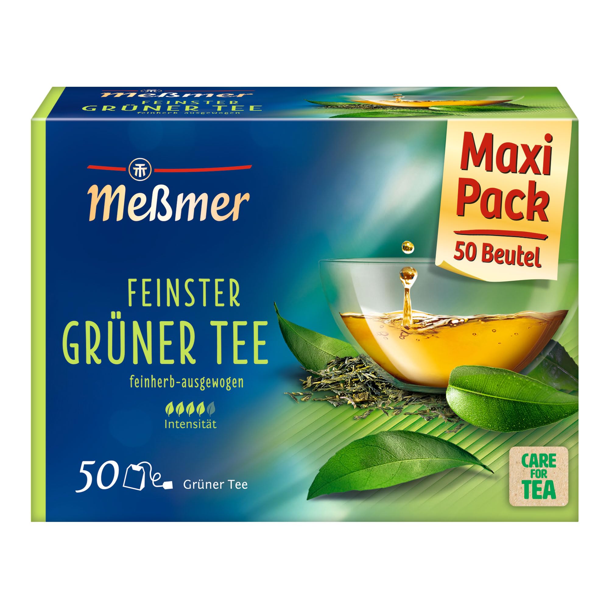 Meßmer Feinster Grüner Tee | Herb-frisch | 50 Teebeutel | Unfermentiert & aromatisch