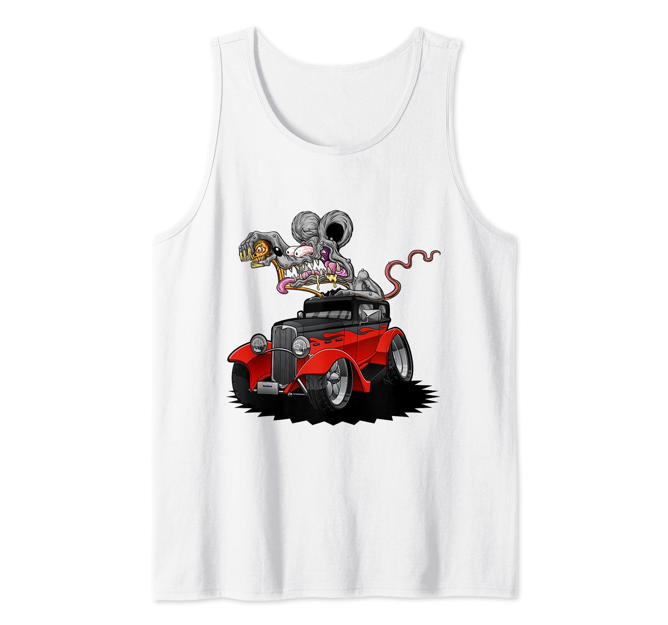 DigiRods / 3 Sisters RockMens DigiRods Rat Rod Racer 1930s Red Hot Rod Coupe Cartoon Car Tank Top