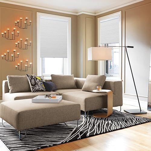 Miniatura 6 de Persianas celulares opacas sin cordones con panal para ventana, persianas para ventana y puerta, hogar y oficina, color blanco, 35 pulgadas de ancho