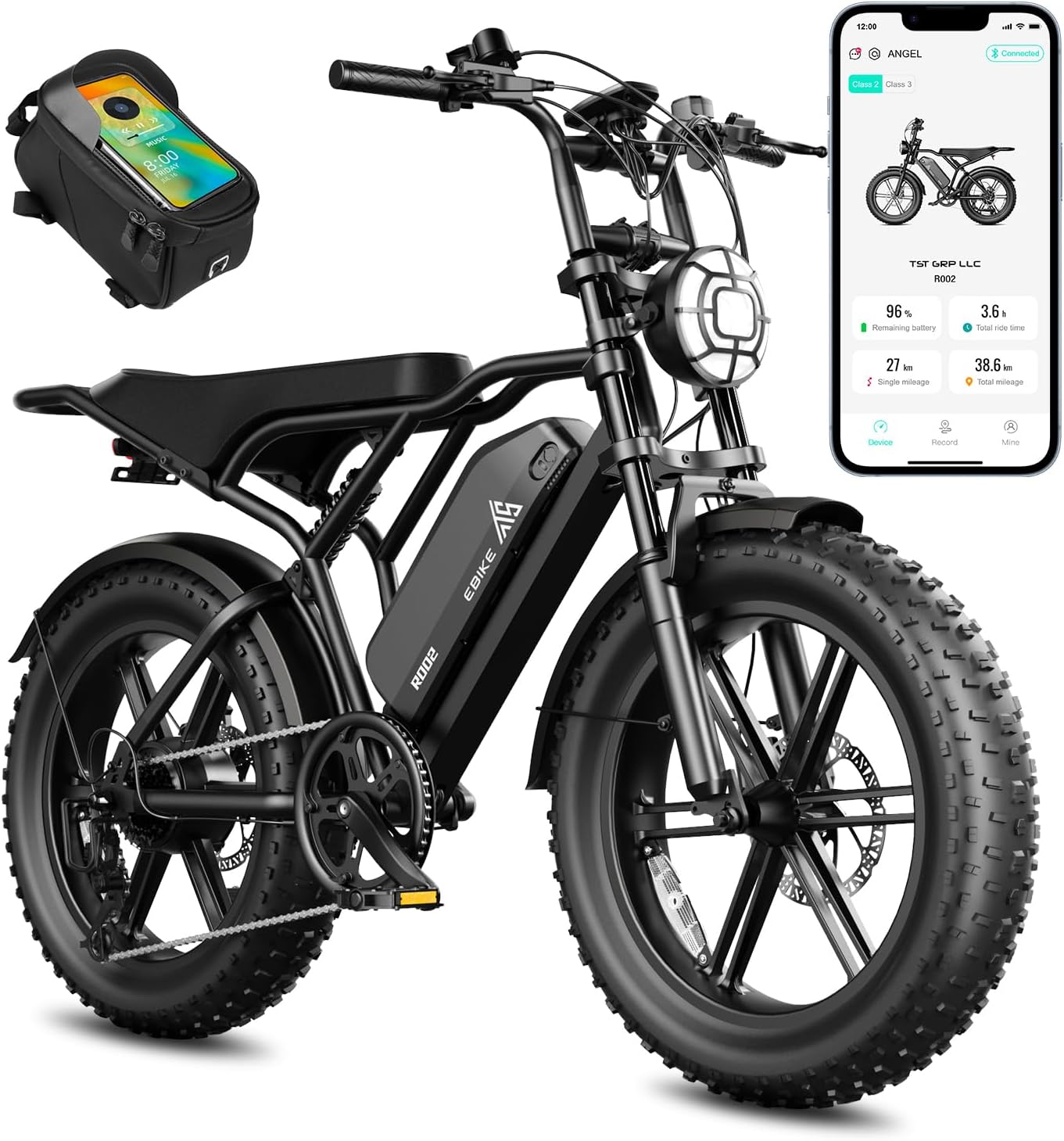 TST Electric Bike for Adults, 1500W Peak Motor 28 MPH 60/100 Miles Fat Tire Ebike with 48V 15Ah/25Ah Removable Battery 20″ Electric Dirt Bike Hydraulic Suspension and 7-Speed