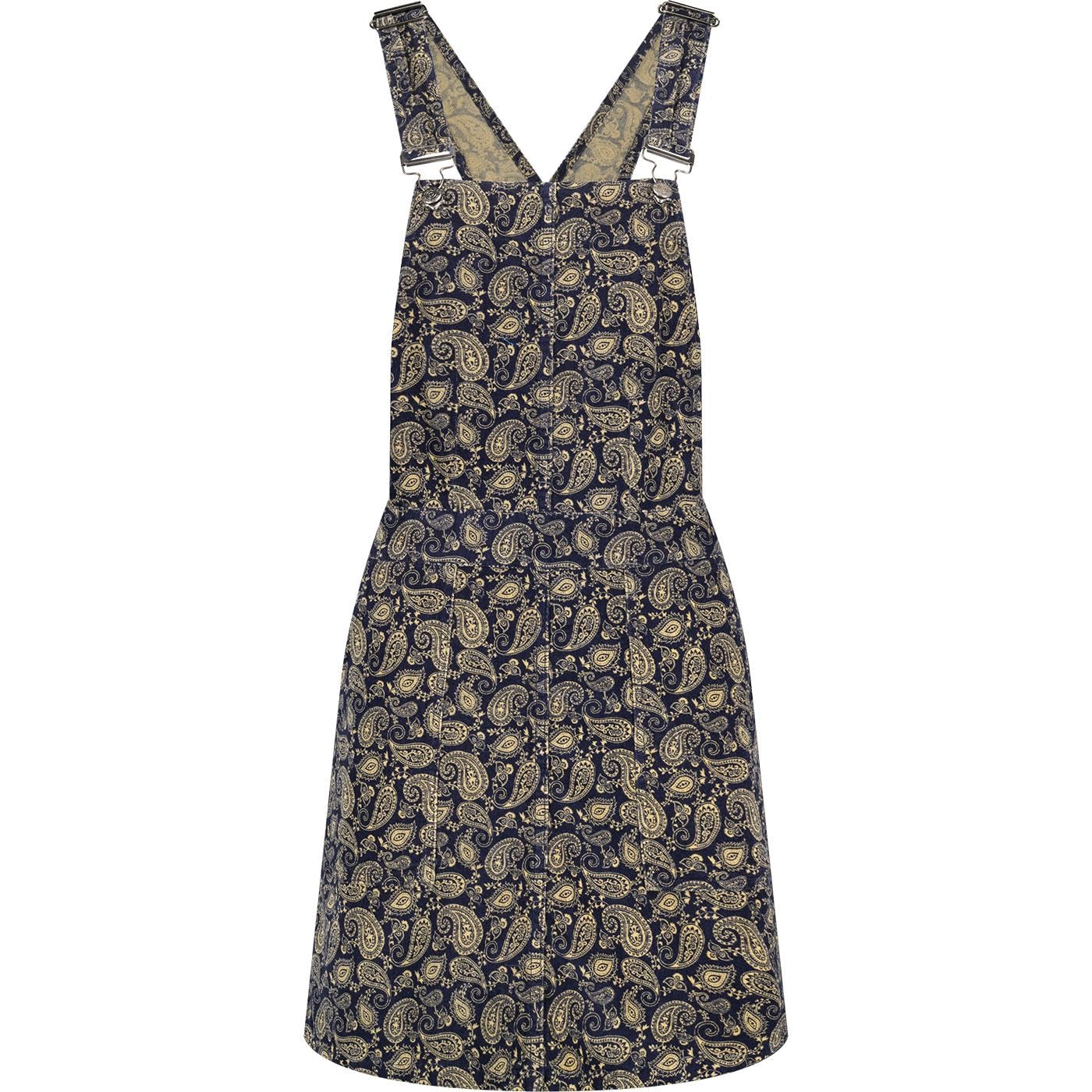 Madcap England Women's Navy Retro Mod 60S 70S Cord Corduroy Paisley Pinafore Dunagree Dress Jenny Mc1060 (Uk, Numeric, 16, Regular, Regular, )