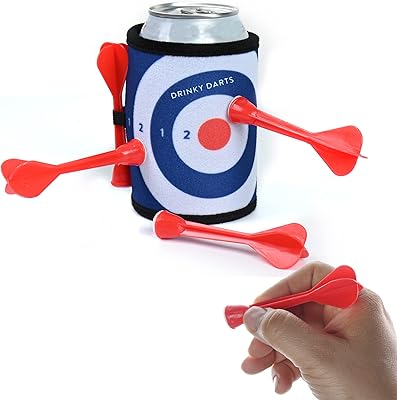 Beach Games for Adults (2 Beverage Container Wraps with Soft Throwing Darts) Drinky Darts Can Coolies for Tailgating Campi...