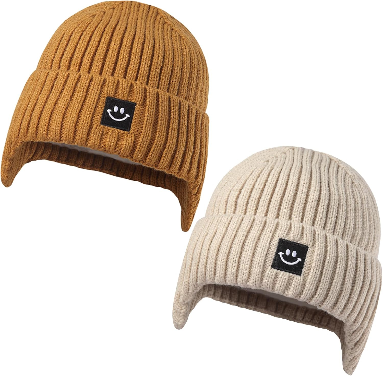 MaxNova 2 Pack Baby Beanie Toddler Winter Hat with Earflap for Girls Boys 0-8 Years