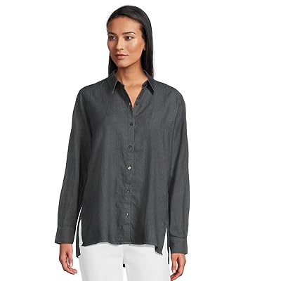 Eileen Fisher Airy Organic Cotton Twill Classic Collar Shirt Women