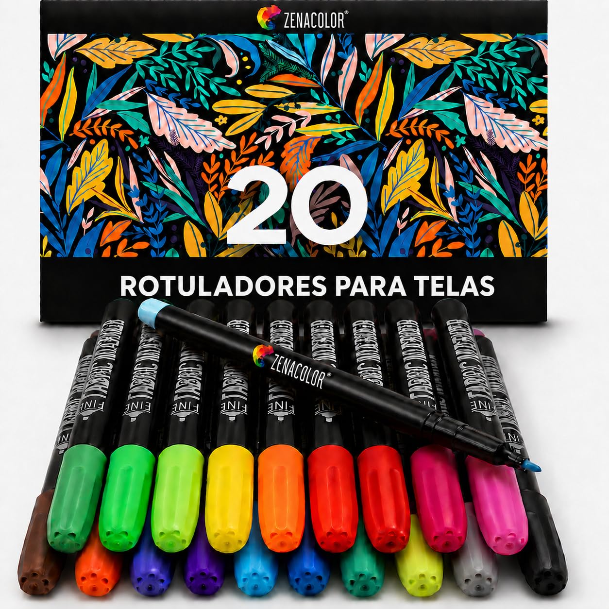 20 Rotulador Textil Permanente con Punta Fina - para Tela No Tóxica y Indeleble - Perfecto para Camisetas, Bolsas, Tote Bag y Otros Tejidos - Para Niños y Adultos