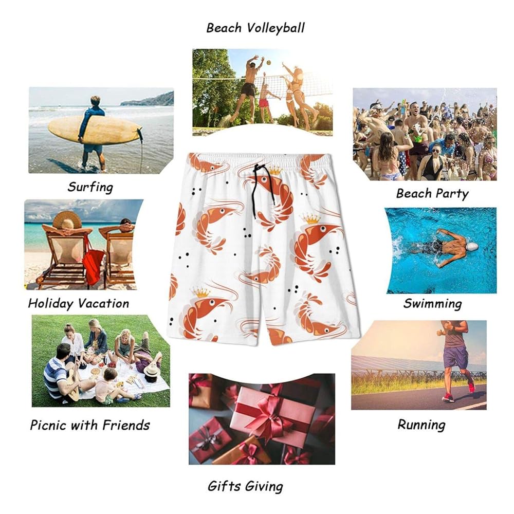 Amazon | 水着 メンズ ビーチパンツ エビ シーフード 赤い 海