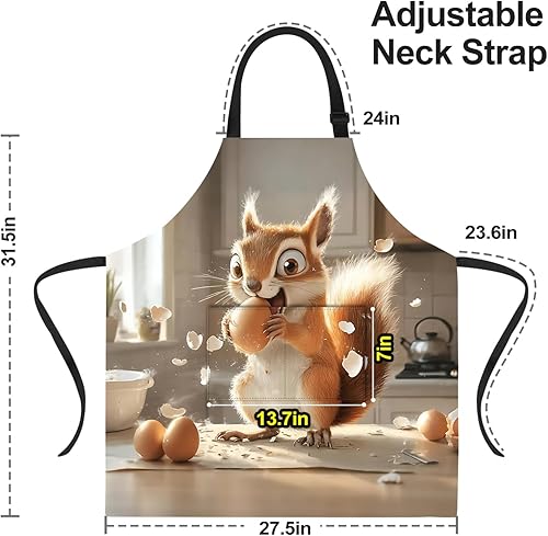 Miniatura 2 de Divertido delantal de gato con 2 bolsillos impermeable para hombres y mujeres, decoración de jardín de cocina