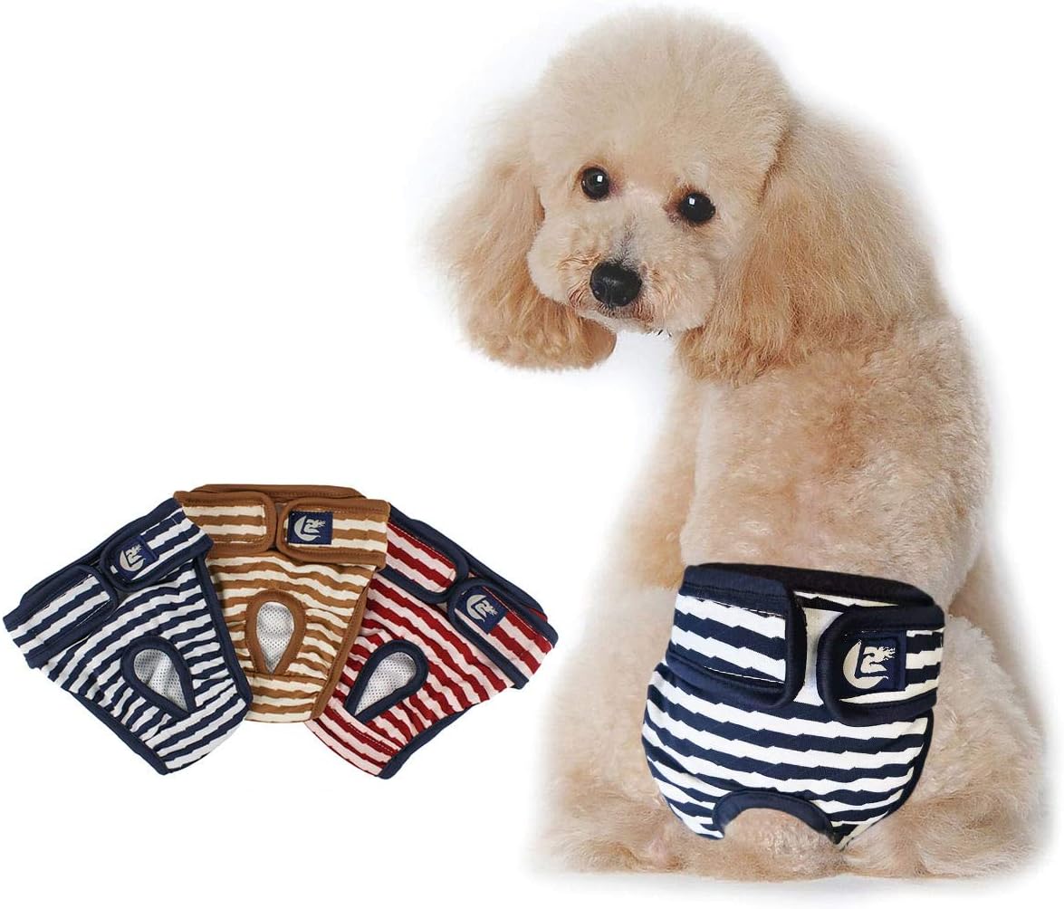 Pack of 3 dog nappies Hygiene Pants Washable of Protection Trousers in Breathable Cotton Hygiene Pants for Dogs, Kai Lian