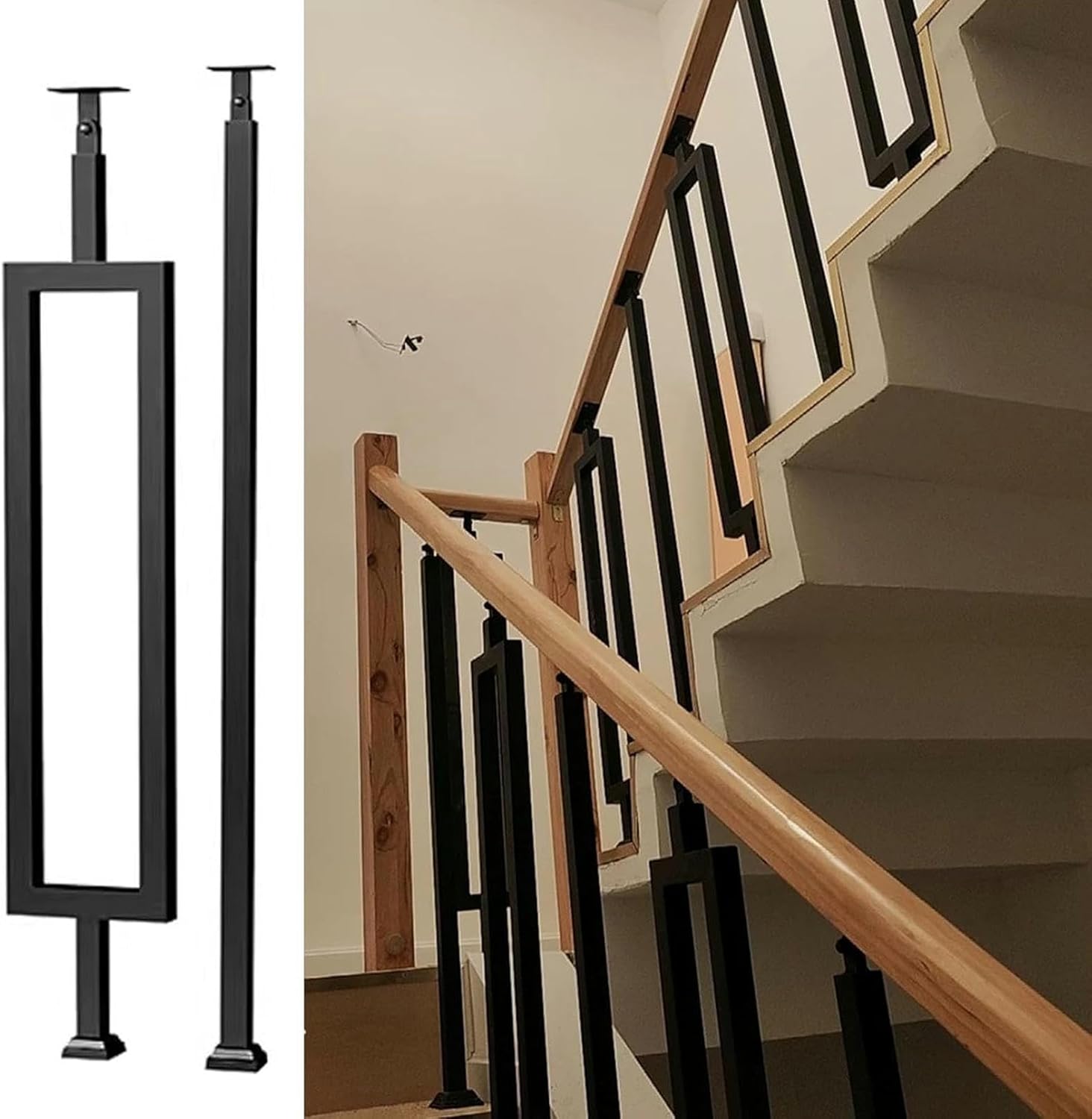 Metal Iron Balusters Stair Spindles, 180 Degree Adjustable Direction Metal Railing Spindle Column Staircase Post, Indoor Outdoor Decks Decorative