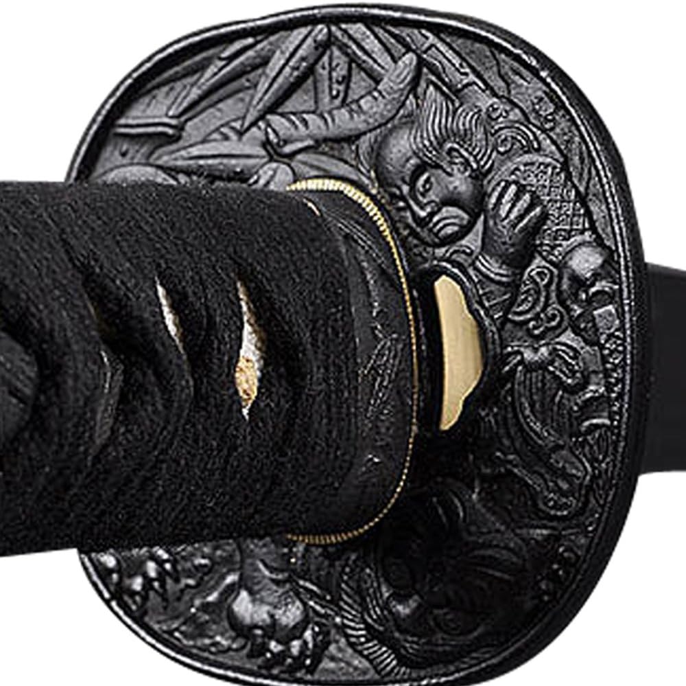 Handmade Sword - Unsharpened Iaido Training Katana Sword, Stainless Steel, Full Tang, Samurai Bamboo Tsuba, Black Scabbard