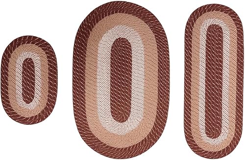 Vista 60 de Alfombra reversible resistente al moho y a las manchas de la colección Better Trends Alpine Braid, duradera y resistente a las manchas, 100% Borgoña