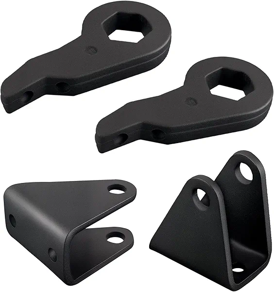 EVIL ENERGY 1-3" Leveling Lift Kit Compatible with 2001-2007 Chevy Silverado & GMC Sierra 1500HD, 1-3 inch Front Suspension Torsion Bars Keys with Shock Extender Brackets Black