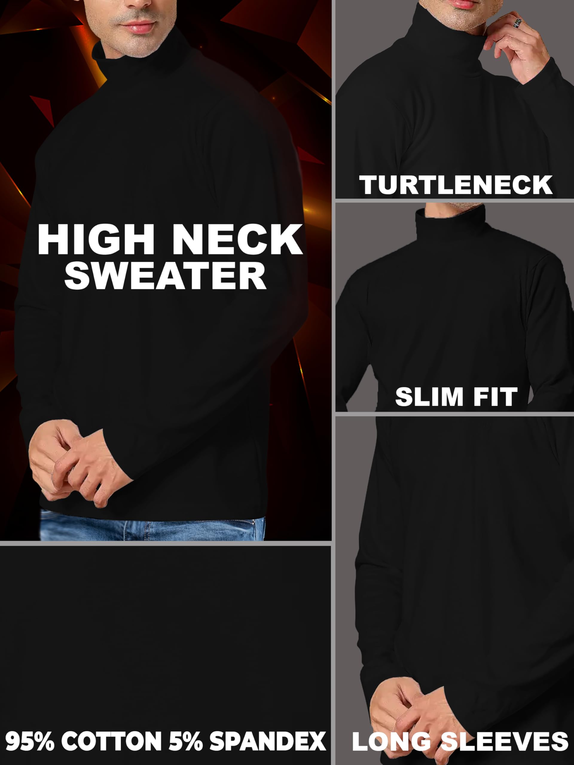 Herren Rollkragen Langarmshirt - Winterpullover Pullover für Männer - Bild 4 von 20