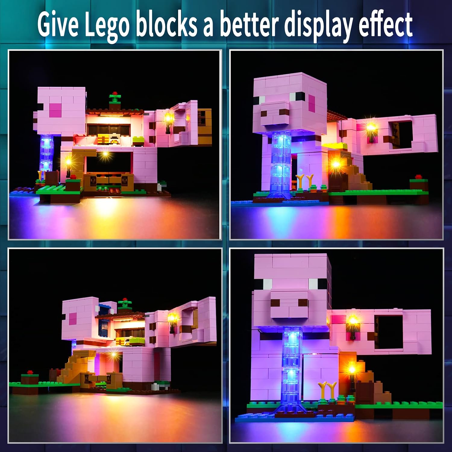 Vaodest LED Light for Lego Minecraft The Pig House 21170 Set,Design and Configuration Compatible with Model 21170(LED Light Only, Not Building Block Kit)