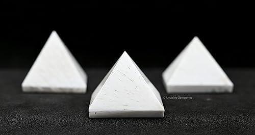 Miniatura 233 de Amazing Gemstone White Agate Snow Quartz Pyramid Crystal Healing Stones - 1" Great Pyramid Figurine of Natural Stone Pyramid for Meditation, Reiki