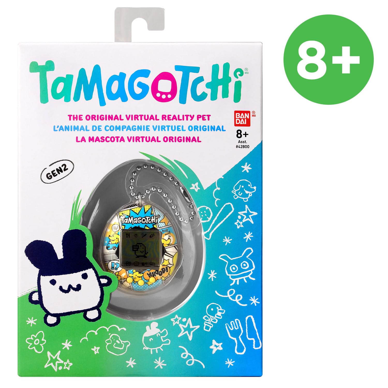 Tamagotchi Original – Bandai – Comic Book – Elektronisches Virtuelles Haustier mit LCD‑Bildschirm auf Deutsch – Interaktives Spielzeug mit Minispielen – Spielzeug für Kinder ab 8 Jahren – 42976
