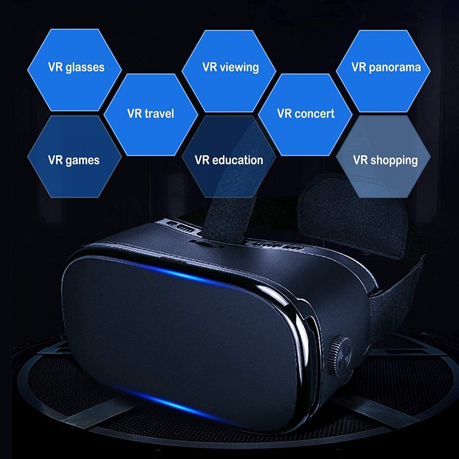 VR Auricular Compatible con iOS y Teléfono Android - Gafas de Realidad virtuales universales - Nuevo y Suave y cómodo 3D VR Gafas | Azul | con protección de los Ojos