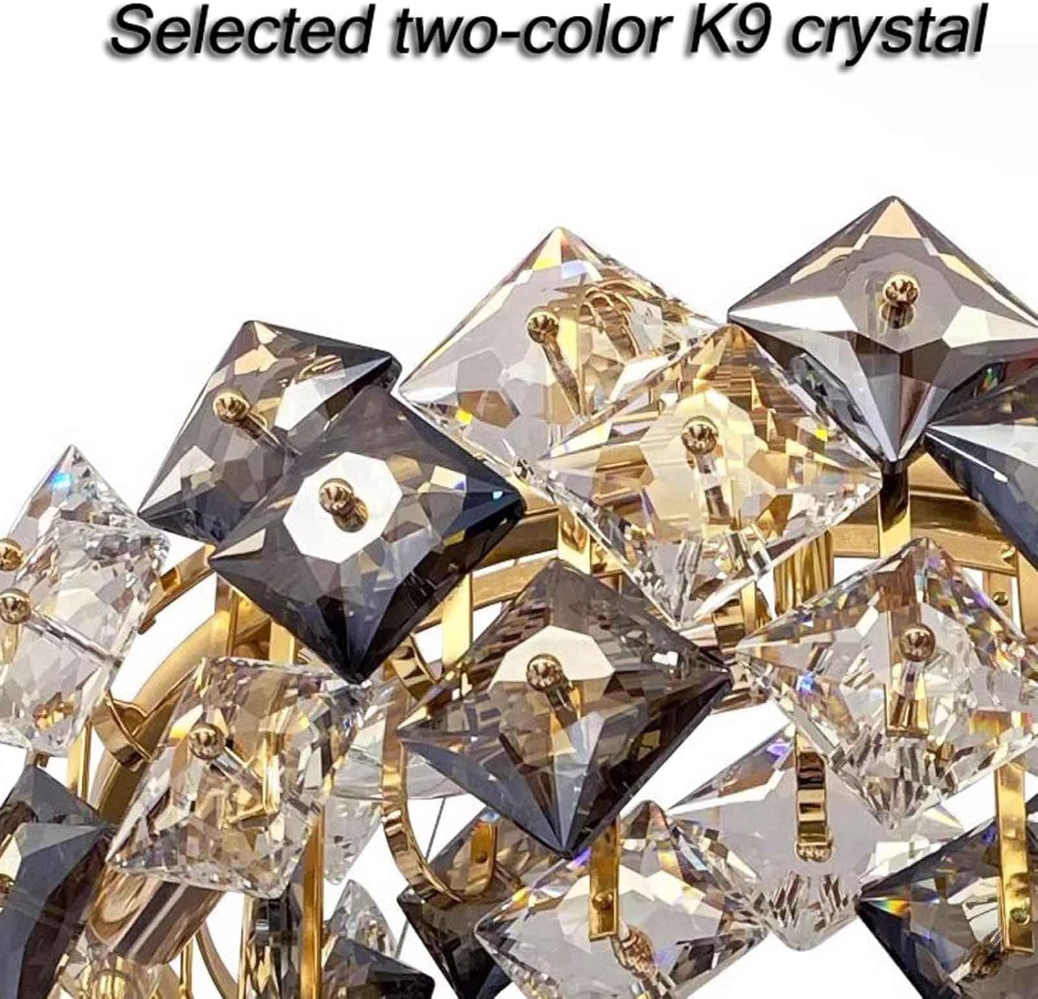Modern Crystal Chandelier for Dining Room, Gold Farmhouse Crystal Pendant Light, Vintage Ceiling Lighting Fixture for Kitchen Island, Living Room, Bedroom, Hallway, Foyer, W-19.7”