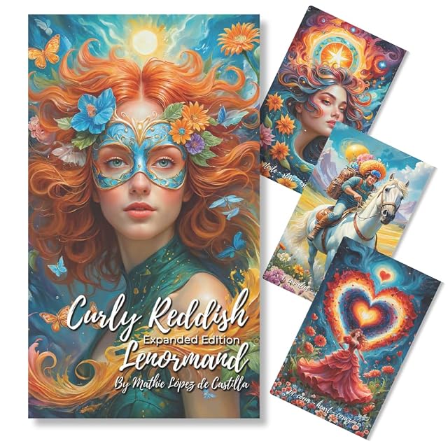 Curly Reddish Lenormand: 36 + 16 Cartas Lenormand oráculo para Principiantes de Mathie y su Guia Angelical