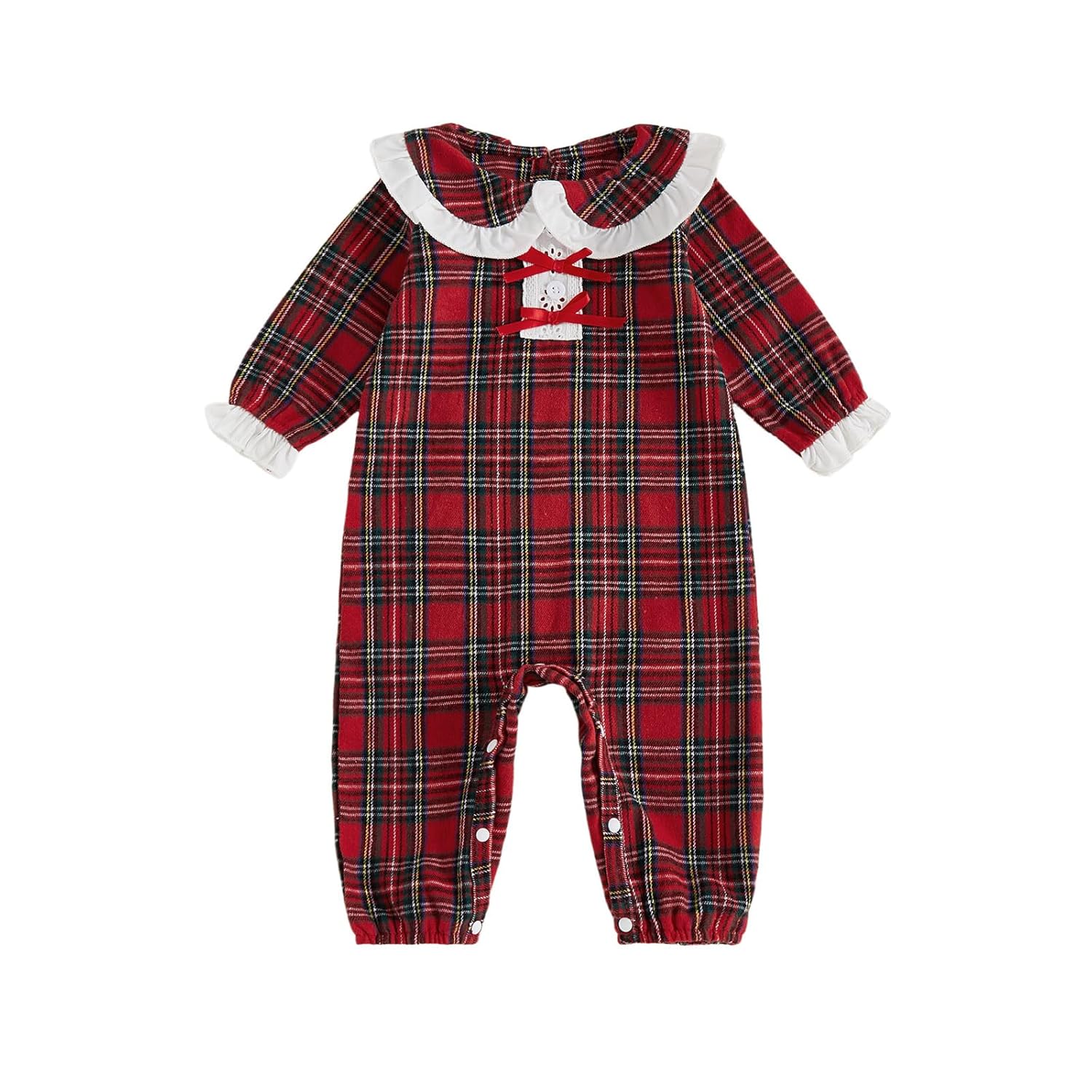 Baby Girl Outfit Long Sleeve Ruffle Plaid Bubble Romper Jumpsuit Newborn Cute Fall Winter One Piece Clothes