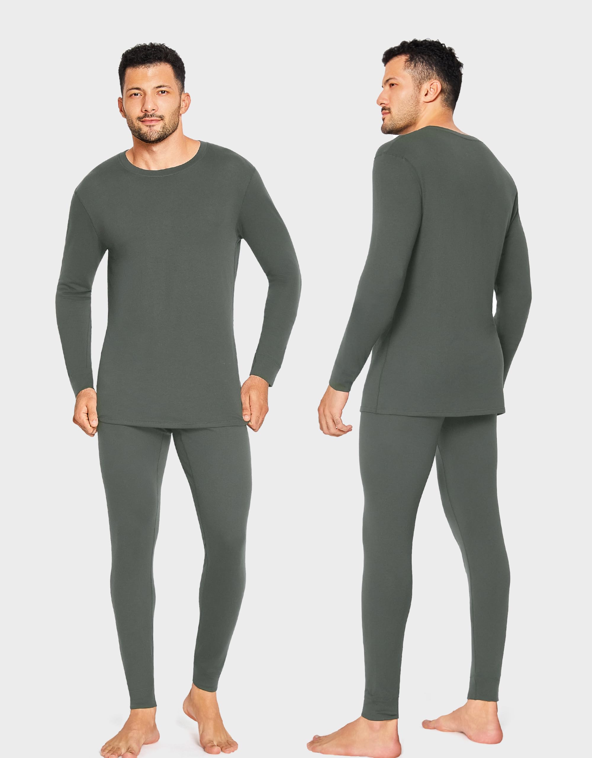 YESWEL 100% Ropa Interior de Merino para Hombre, Juego Termo Interior Suave para Invierno, Ropa Interior de Esquí de Lana Merina Cálida, Camisa de Manga Larga y Pantalón (Talla M-XXL)