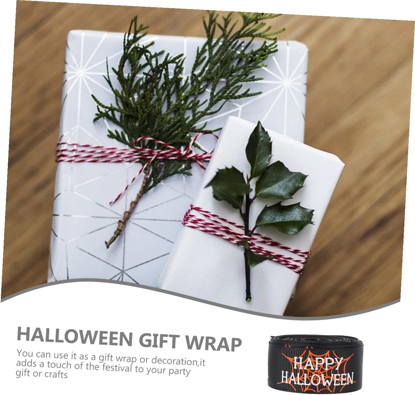Operitacx Halloween Themed DIY Decorative Ribbon Bow Making Ribbon 22mm Wide 2 Rolls for Party Crafts