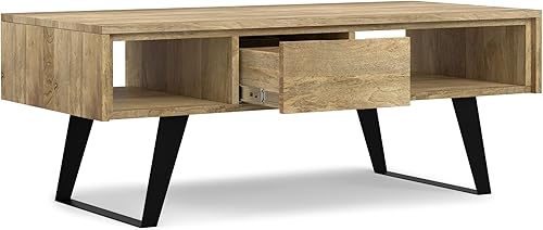 Miniatura 25 de SIMPLIHOME Lowry - Mesa auxiliar cuadrada de madera de acacia maciza y metal, de 22 pulgadas de ancho, moderna, industrial en marrón envejecido café