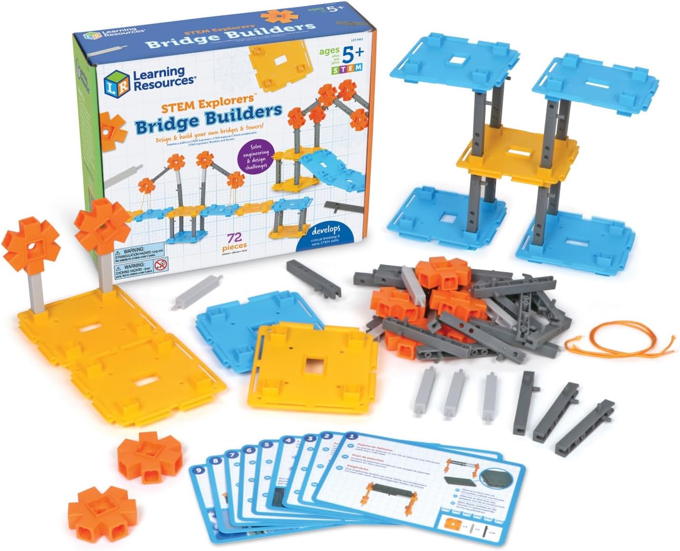 Learning Resources STEM Explorers Bridge Builders, 72 Pieces, Ages 5+, Building Toys, Kits, Projects, Build It Yourself Toys